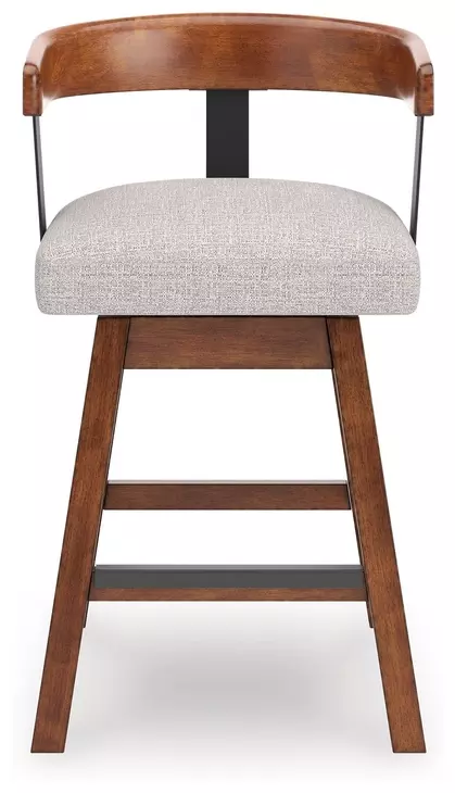 Ralene Gray Upholstered Swivel Bar Stool Set of 2