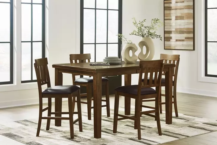 Ralene Medium Brown 78" Extendable Rectangular Counter Height Dining Table