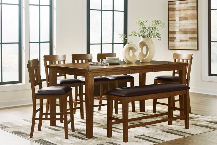 Ralene Medium Brown Extendable Rectangular Counter Height Dining Room Set
