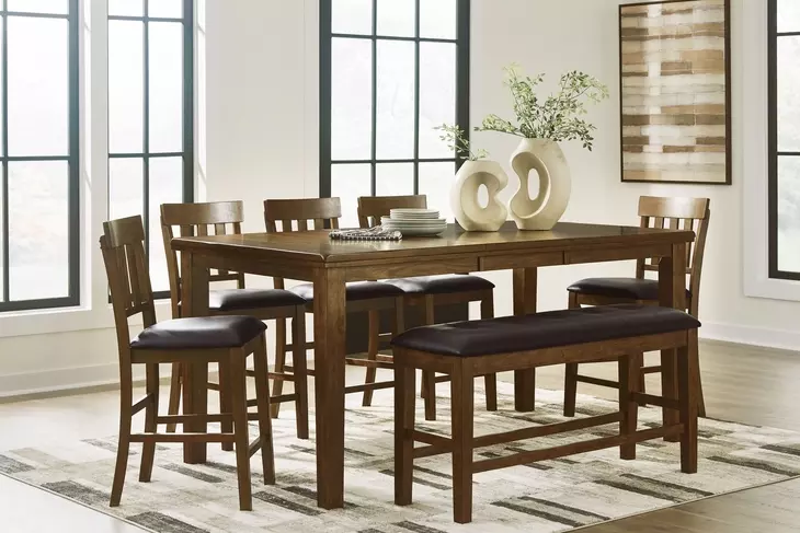 Ralene Medium Brown Extendable Rectangular Counter Height Dining Room Set