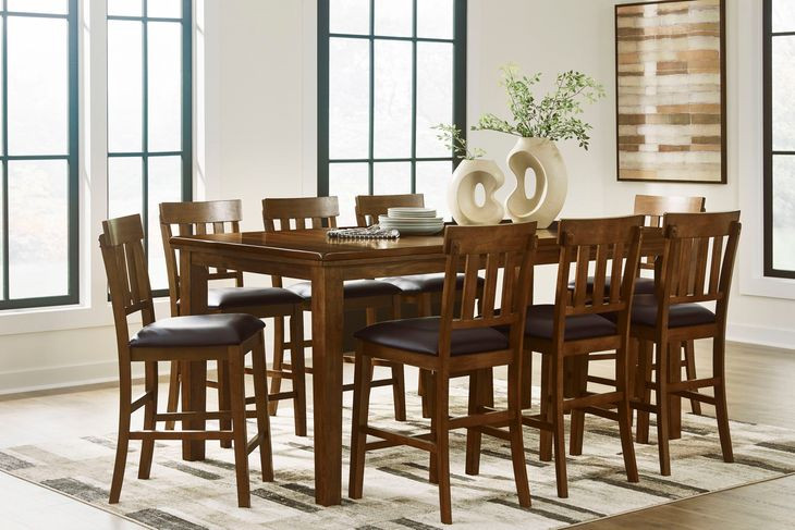 Ralene Medium Brown 78" Extendable Rectangular Counter Height Dining Table