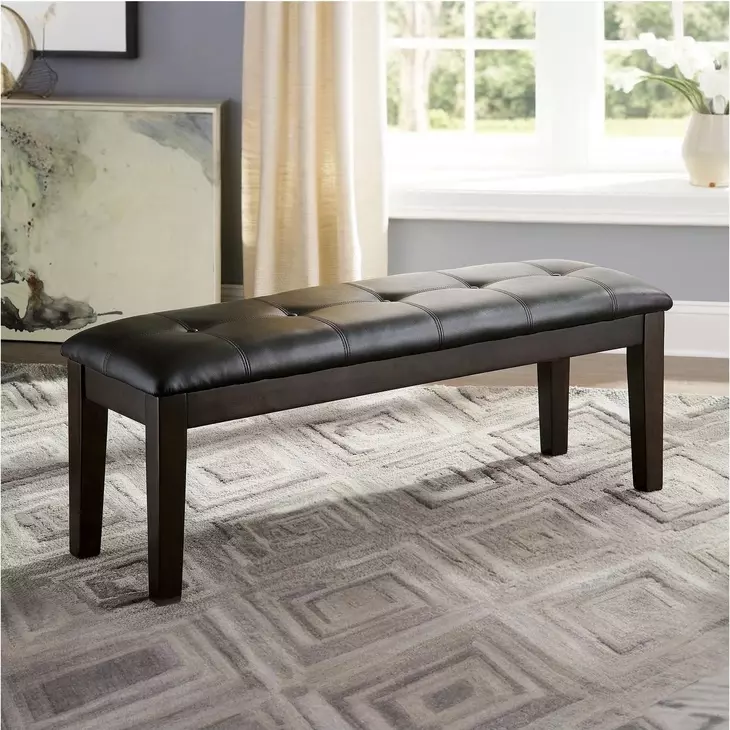 Haddigan Dark Brown Large Upholstered Dining Room Bench