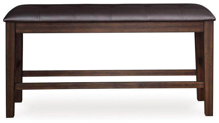 Haddigan Dark Brown Upholstered Counter Height Dining Bench