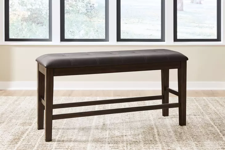 Haddigan Dark Brown Upholstered Counter Height Dining Bench
