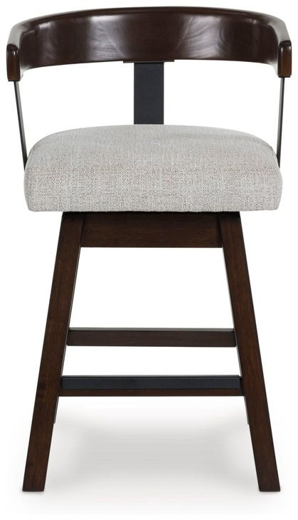 Haddigan Gray Upholstered Swivel Bar Stool Set of 2