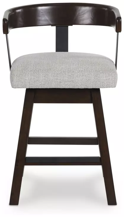 Haddigan Gray Upholstered Swivel Bar Stool Set of 2
