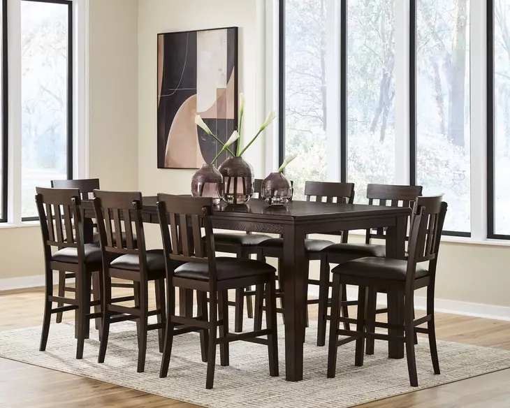 Haddigan Dark Brown 78" Extendable Rectangular Counter Height Dining Table