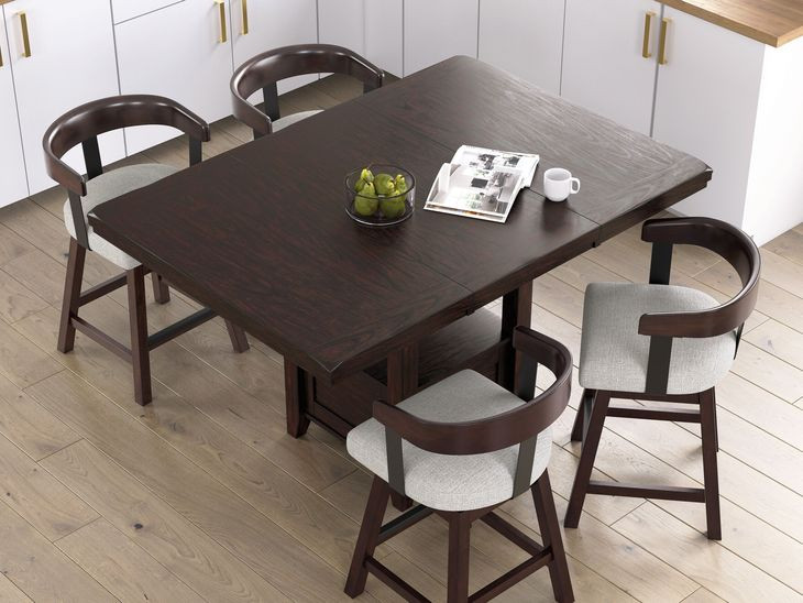 Haddigan Gray Upholstered Swivel Bar Stool Set of 2