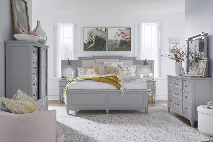 Glenbrook Pebble 9 Drawer Dresser with Rectangular Mirror