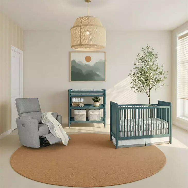 Modern Nursery Blue Convertible Crib