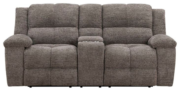 Buster Cabot Stone 86" Manual Reclining Loveseat with Console and USB Charging