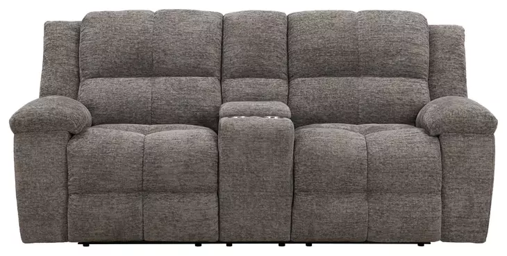 Branton Cabot Stone 86" Manual Reclining Loveseat with Console and USB Charging