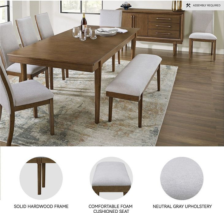 Lyncott Beige Upholstered Bench