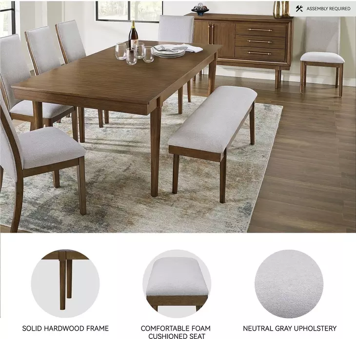 Lyncott Beige Upholstered Bench