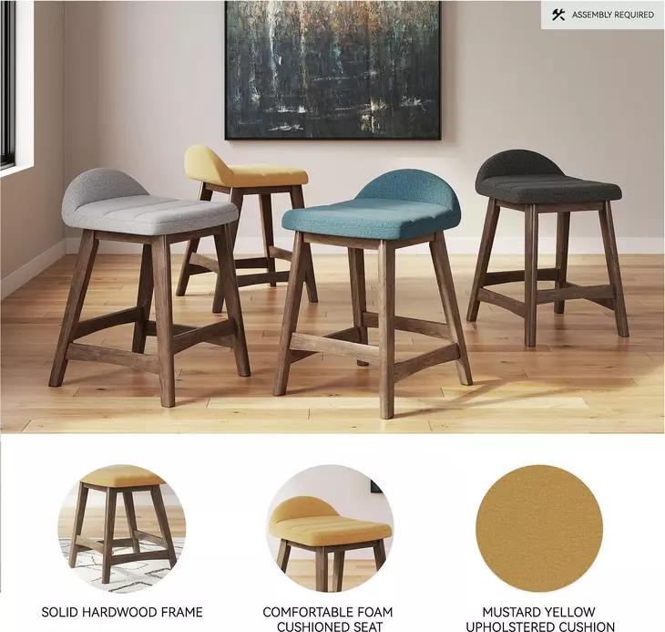 Lyncott Mustard Counter Height Stool Set of 2