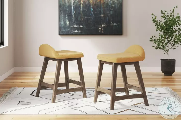 Lyncott Mustard Counter Height Stool Set of 2
