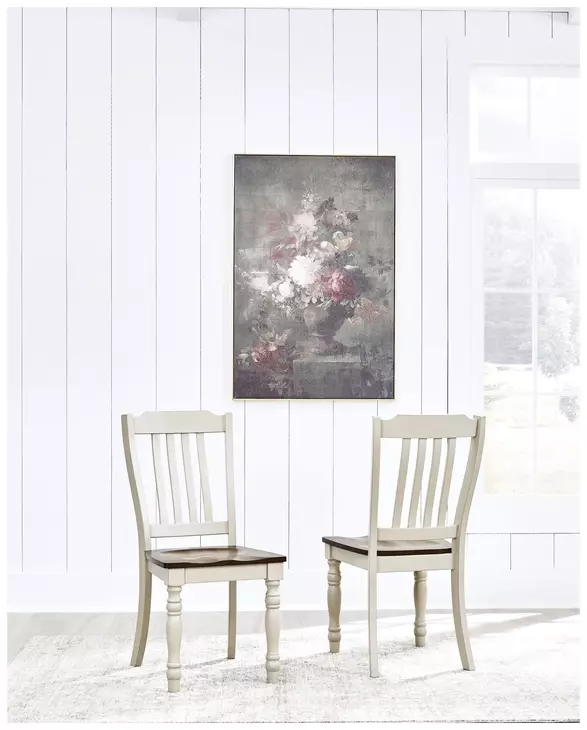 Mellintine Antique White and Brown Side Chair Set of 2