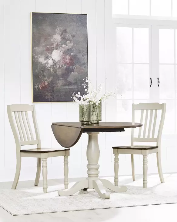 Mellintine Antique White and Brown Side Chair Set of 2