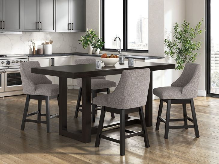 Neymorton Gray Performance Fabric Upholstered Swivel Bar Stool Set of 2