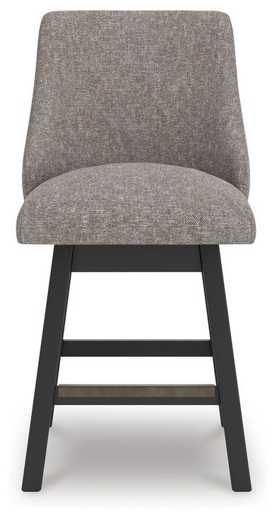 Neymorton Gray Performance Fabric Upholstered Swivel Bar Stool Set of 2