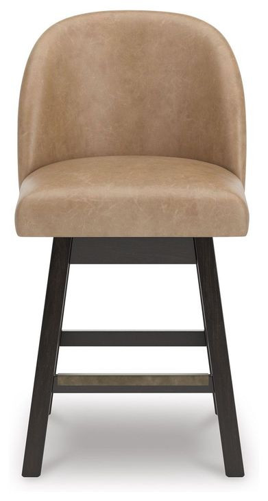Neymorton Brown Upholstered Swivel Bar Stool Set of 2