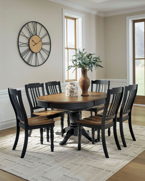Phillinger Black and Brown 57" Extendable Oval Dining Table