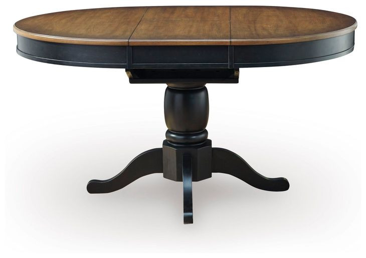 Phillinger Black and Brown 57" Extendable Oval Dining Table