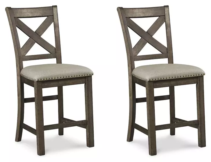 Moriville Gray Upholstered Bar Stool Set of 2