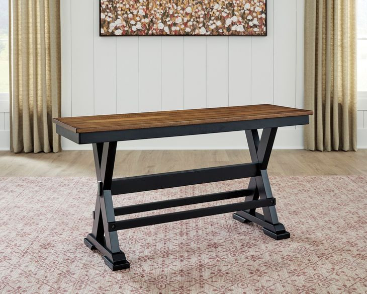 Wildenauer Brown and Black Counter Height Dining Bench