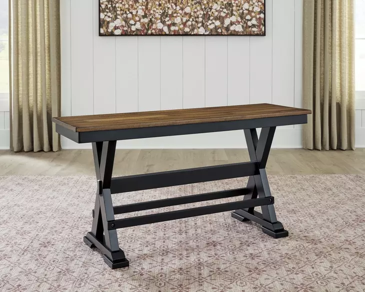 Wildenauer Brown and Black Counter Height Dining Bench