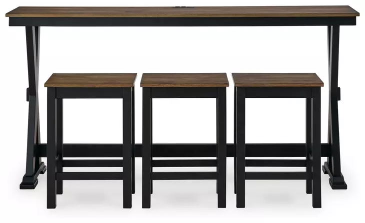 Wildenauer Deep Brown and Satin Black 4 Piece Counter Height Dining Set with USB Charging