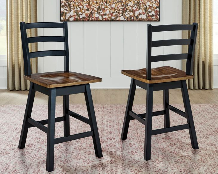 Wildenauer Brown and Black Swivel Bar Stool