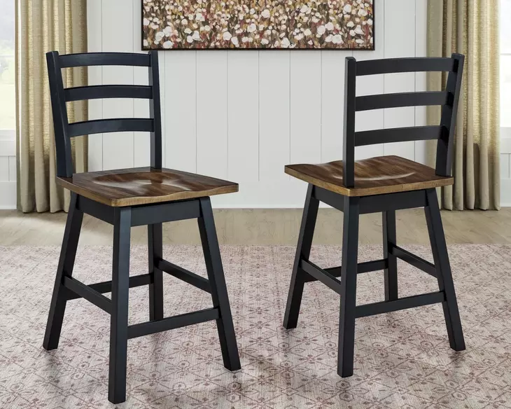 Wildenauer Brown and Black Swivel Counter Stool Set of 2