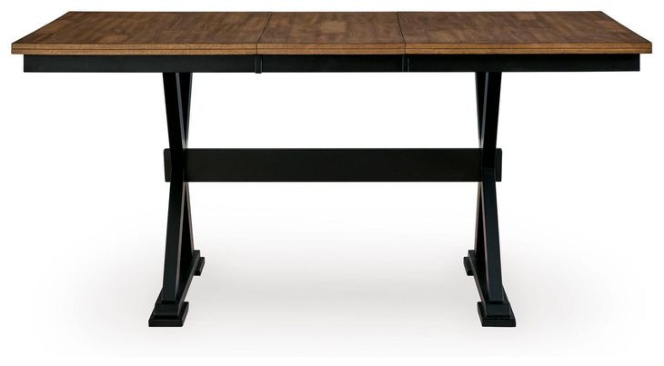 Wildenauer Deep Brown and Satin Black 78" Extendable Rectangular Counter Height Dining Table