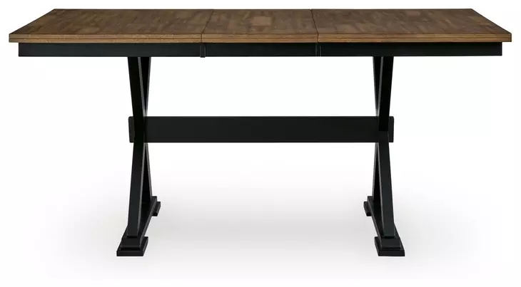Wildenauer Deep Brown and Satin Black 78" Extendable Rectangular Counter Height Dining Table