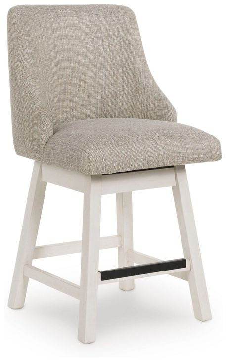 Robbinsdale Light Gray Upholstered Swivel Bar Stool Set of 2