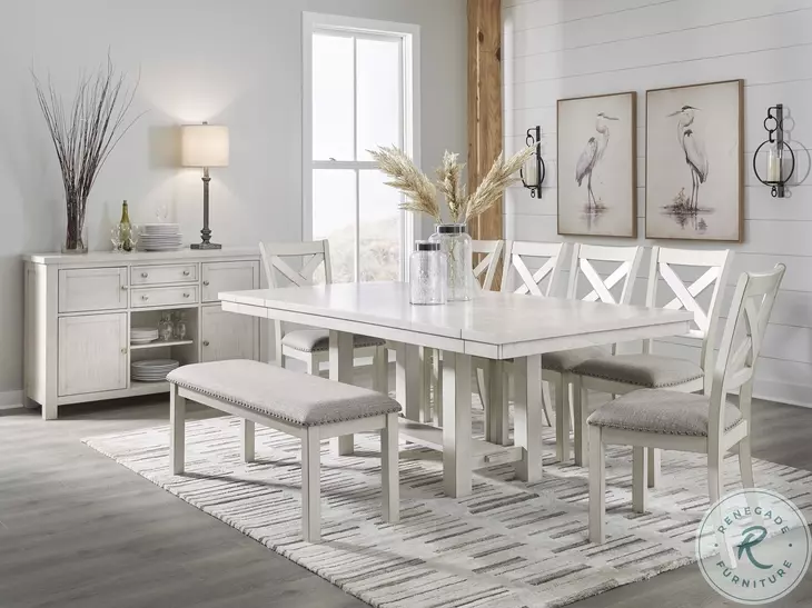 Robbinsdale Antique White Rectangular Extendable Dining Table