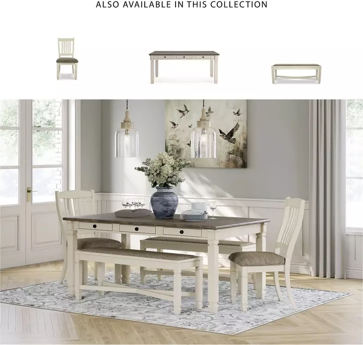 Bolanburg Two-tone Large Upholstered Dining Bench