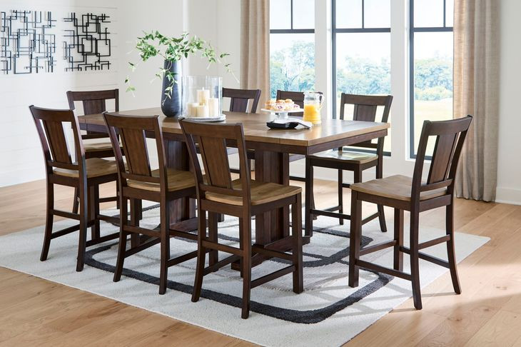 Sharlander Dark Brown 86" Extendable Rectangular Counter Height Dining Table