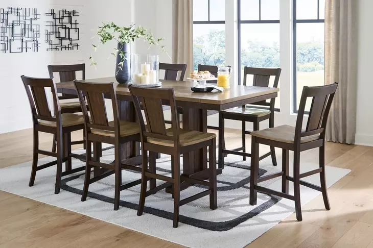 Sharlander Dark Brown 86" Extendable Rectangular Counter Height Dining Table
