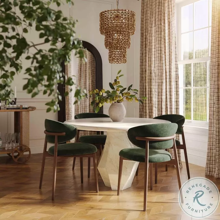 Zinea Forest Green Performance Textured Velvet Dining Chair