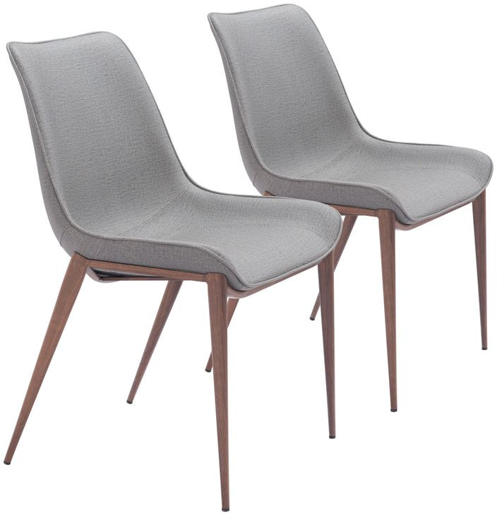 Magnus Gray Dining Chair with Walnut Legs Set of 2