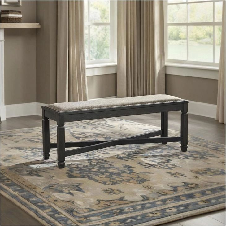 Tyler Creek Black And Gray Upholstered Bench