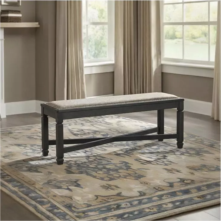 Tyler Creek Black And Gray Upholstered Bench