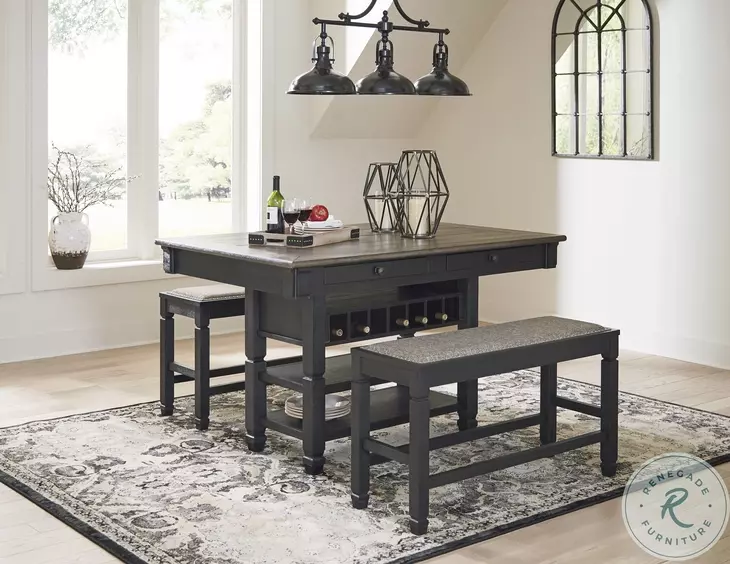 Tyler Creek Black And Gray Rectangular Counter Height Dining Table