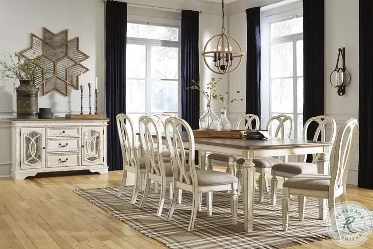 Realyn Chipped White Extendable Rectangular Dining Room Set from