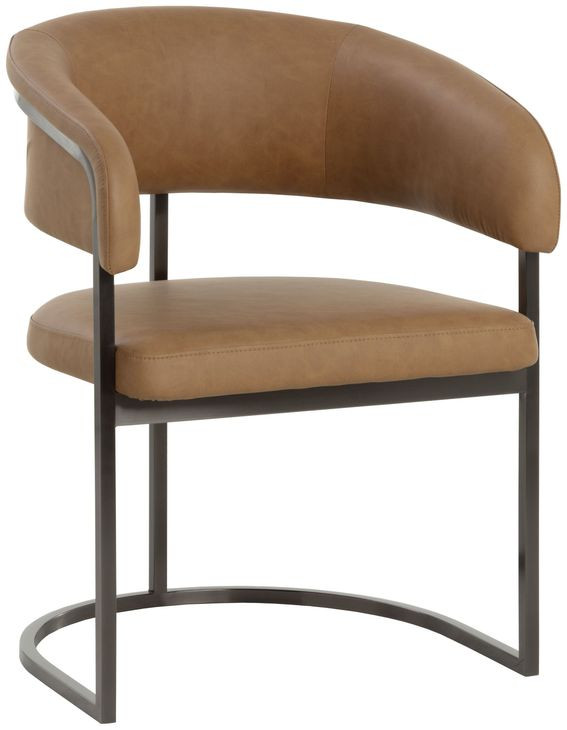 Rosmere Milliken Cognac Upholstered Dining Arm Chair