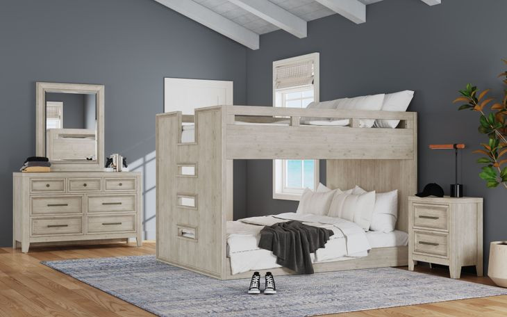 Carlson Washed Linen Full Over Full Bunk Bed