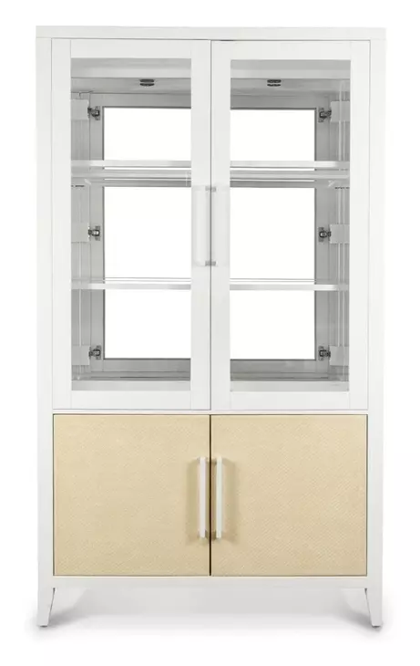 Miramar Sand and Stark White 4 Door Curio Cabinet with LED