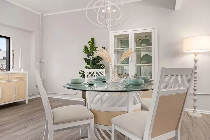 Miramar Sand and Stark White 4 Door Curio Cabinet with LED